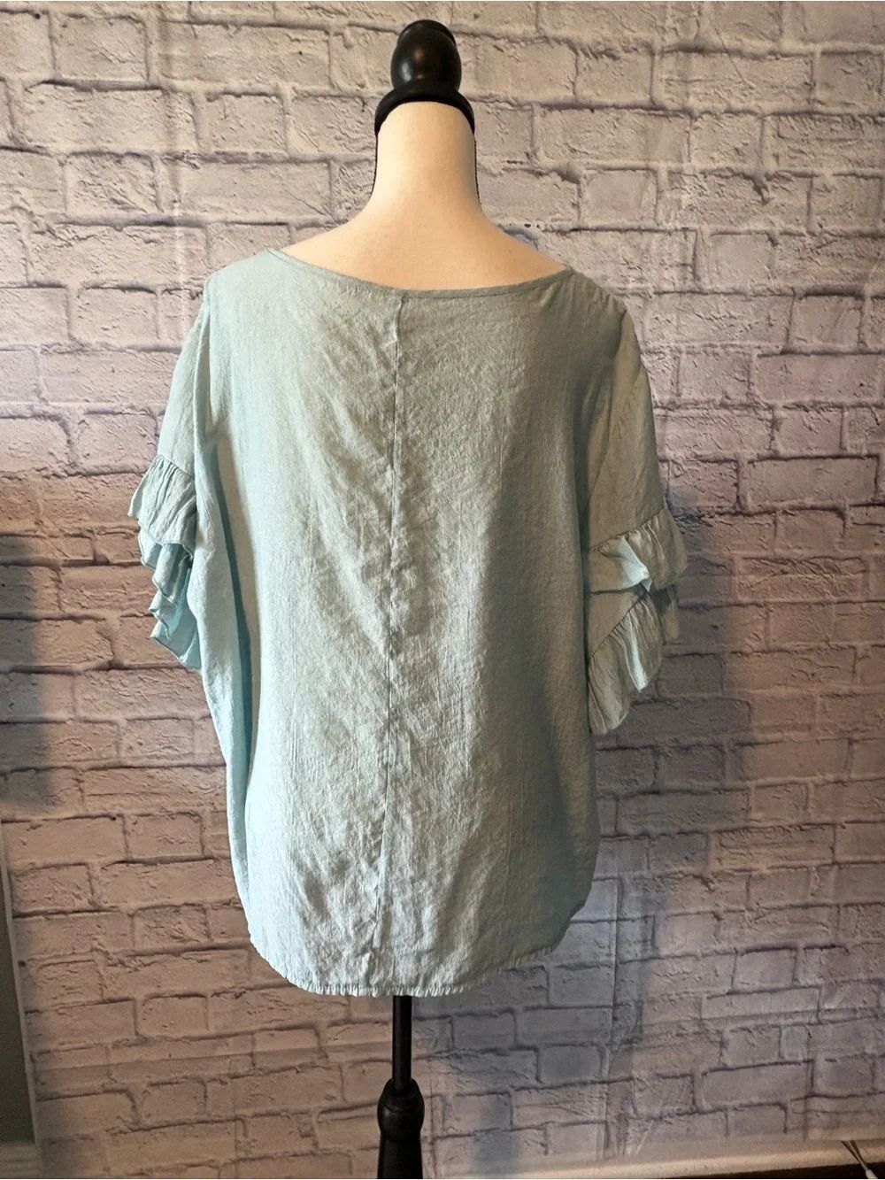 SHEIN Light Blue Ruffle Sleeve Tunic Top - Picture 4 of 5